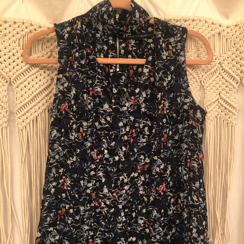 WHBM Mock Choker-Styled Sleeveless Blouse